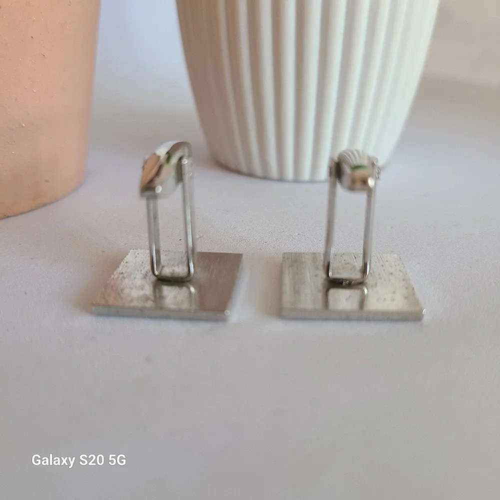 Men's Silver Tone Square‎ Cufflinks Patterned Textured Design Classic